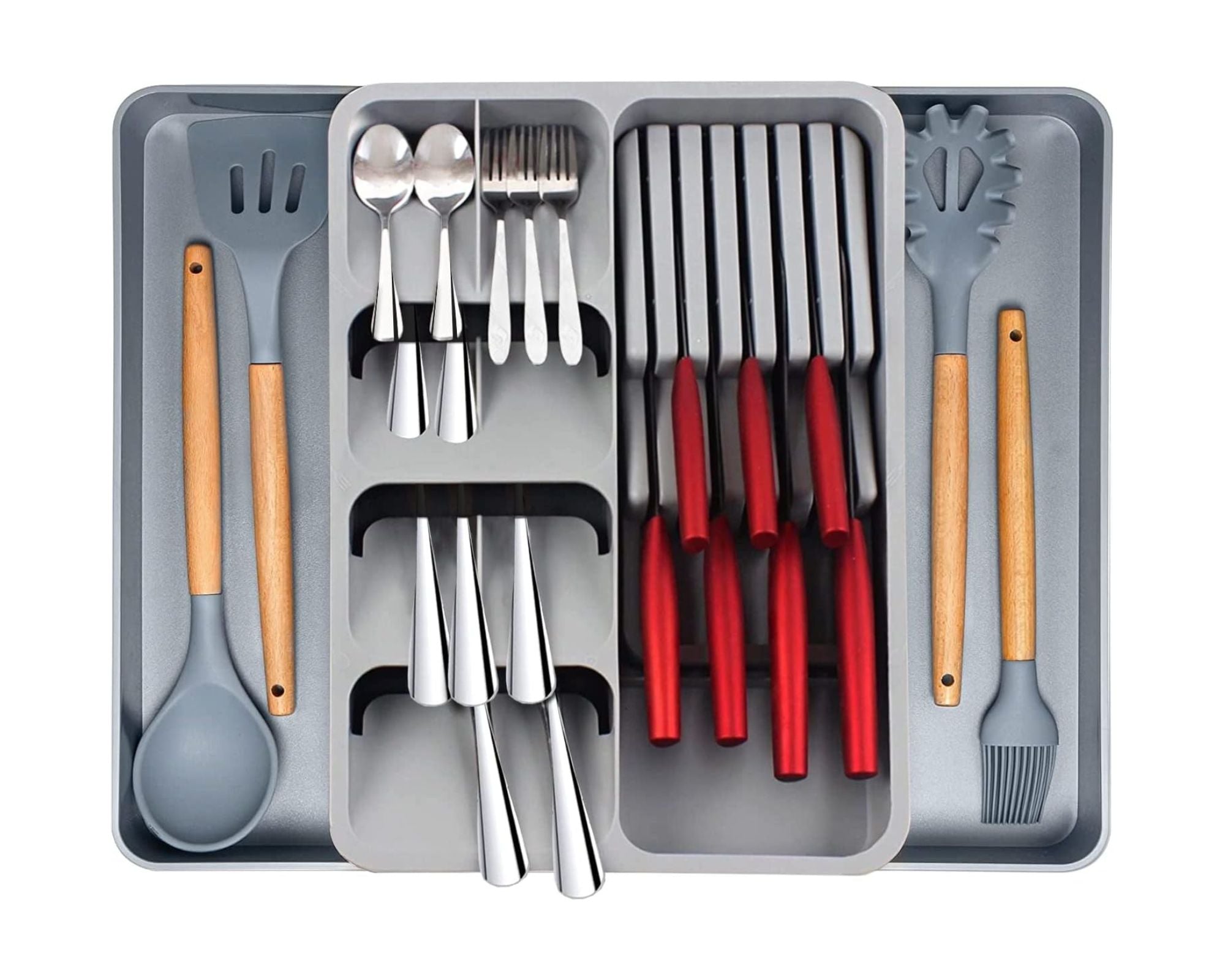 Grey plastic cutlery holder