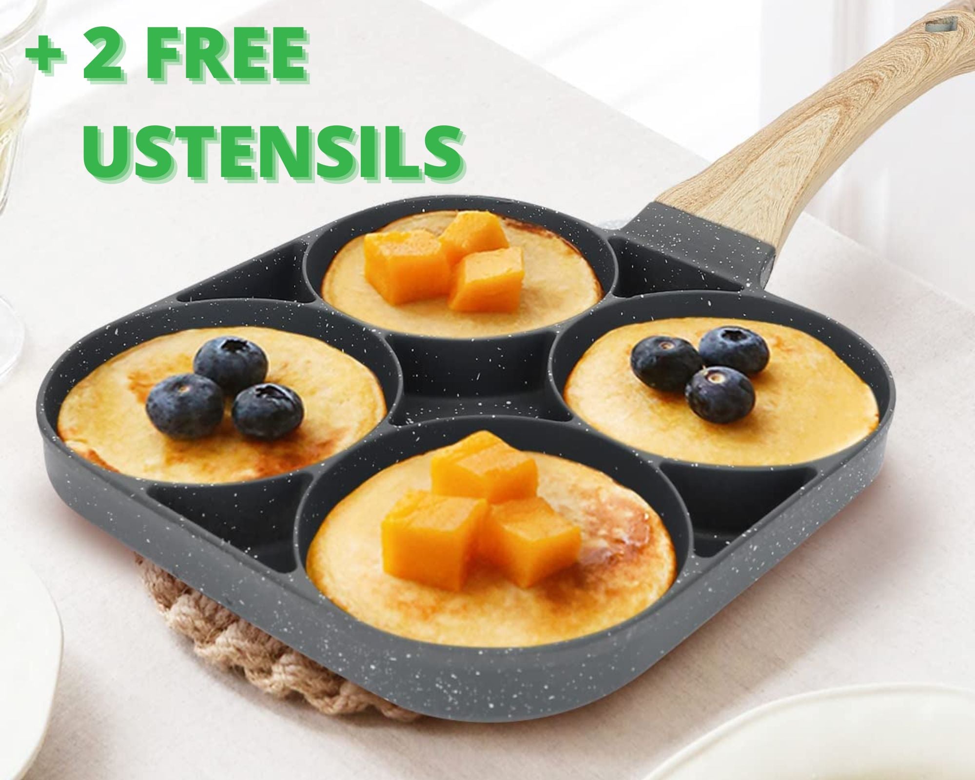 Polix - 4-Mould Frying Pan (+ 2 FREE Utensils)