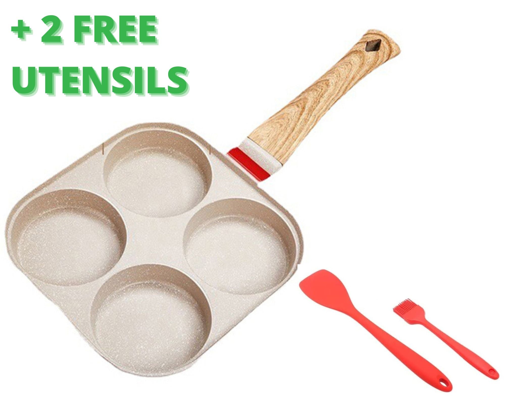 Polix - 4-Mould Frying Pan Beige (+ 2 FREE Utensils)