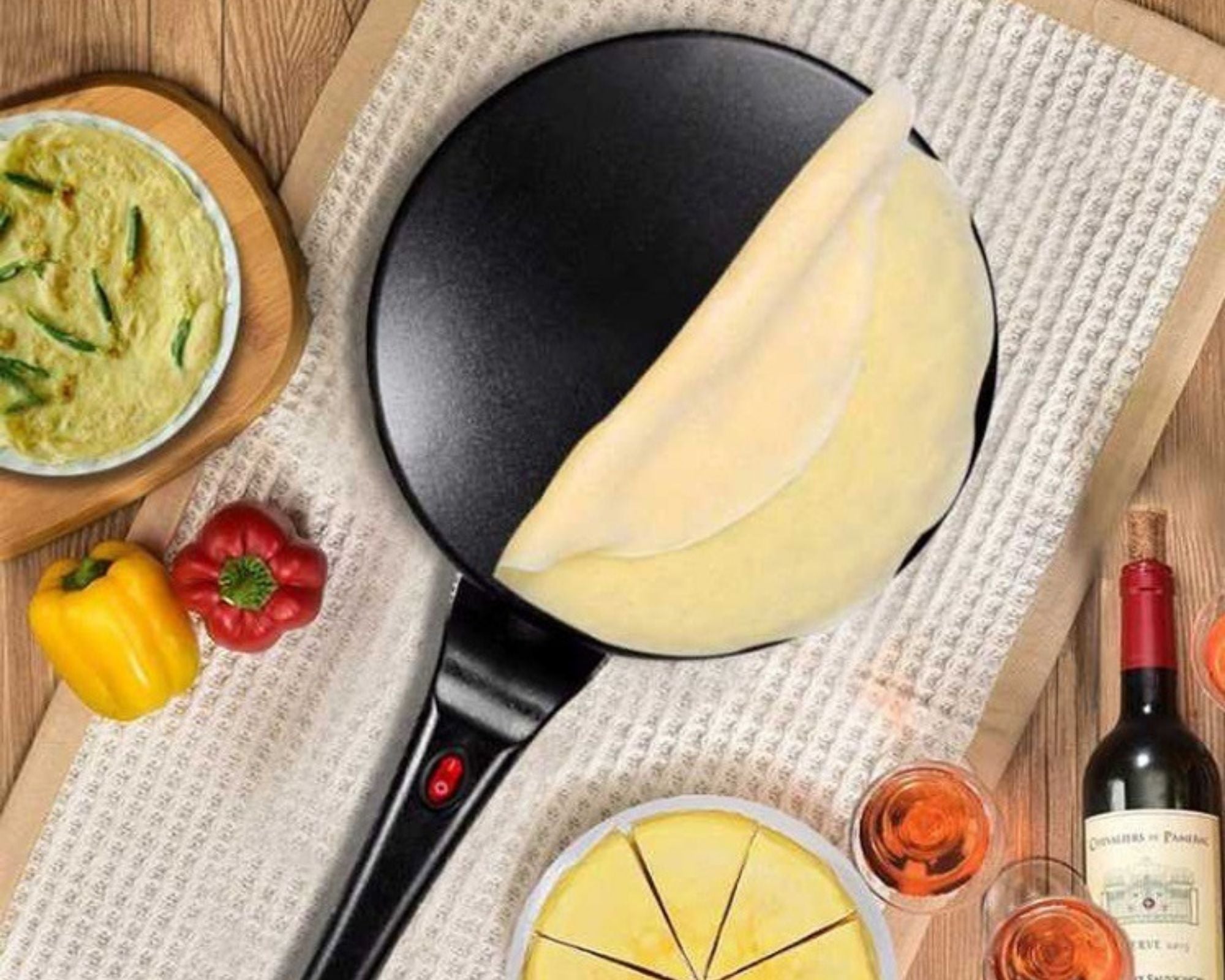 Crepix - Electric Crepe Maker (+ 1 Free Pancake Batter Bowl and 1 Whisk)