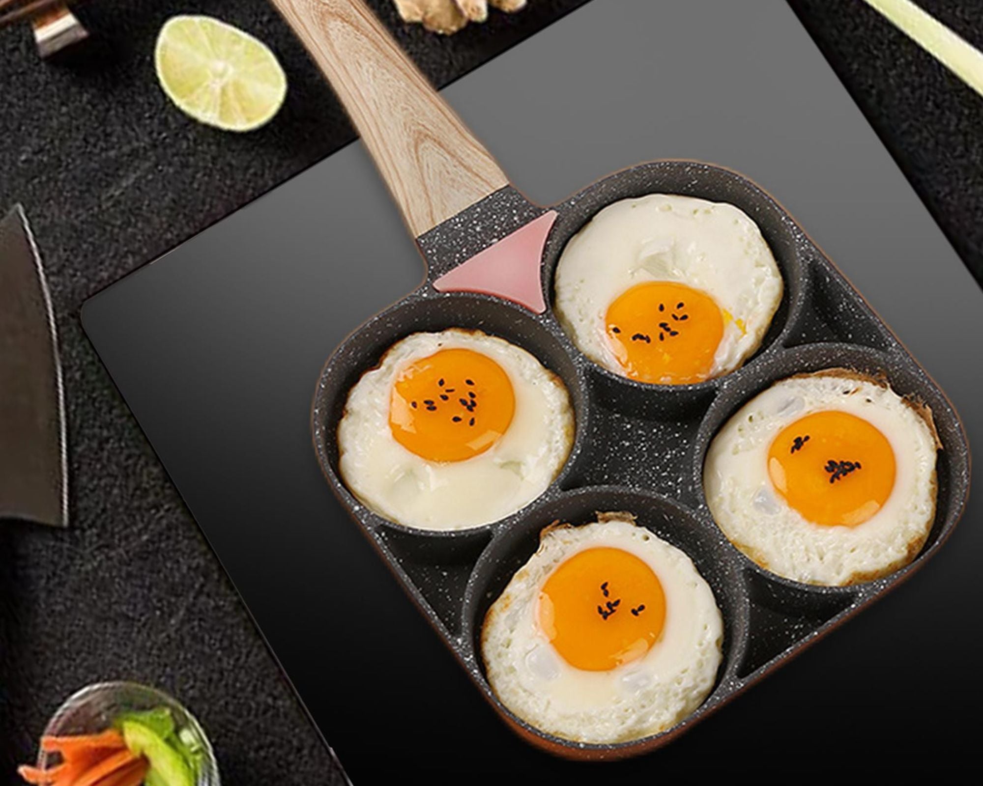 Polix - 4-Mould Frying Pan (+ 2 FREE Utensils)